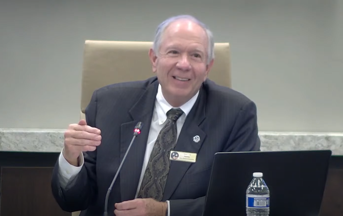 State Board of Education Chair Bob Eby speaks during the board's quarterly meeting in the Davy Crockett Tower in Nashville, Tenn. on Feb. 16, 2024.