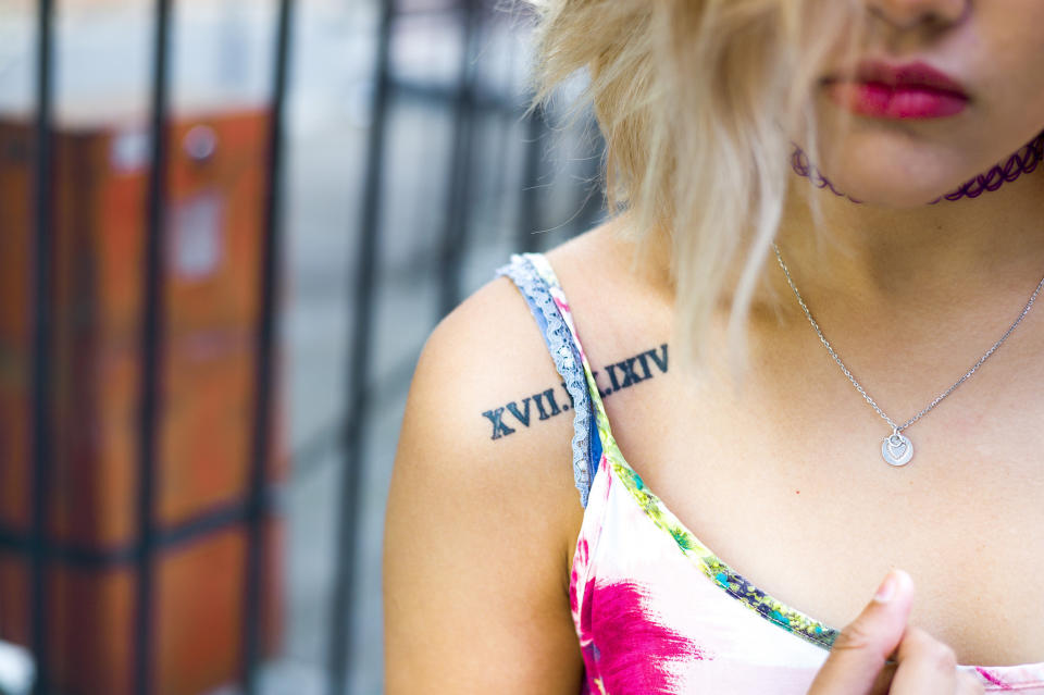 Closeup of a girl's tattoo