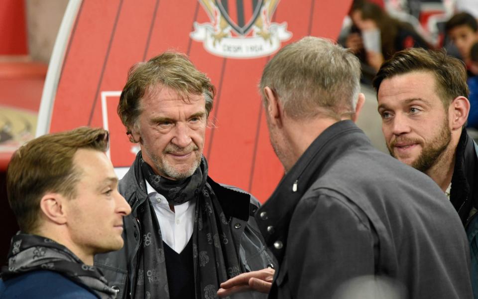 Sir Jim Ratcliffe with his sons, George and Sam, at a Nice match - Icon Sport