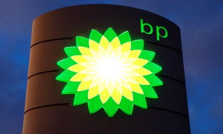 The logo of BP is seen at a petrol station in Kloten, Switzerland October 3, 2017. REUTERS/Arnd Wiegmann