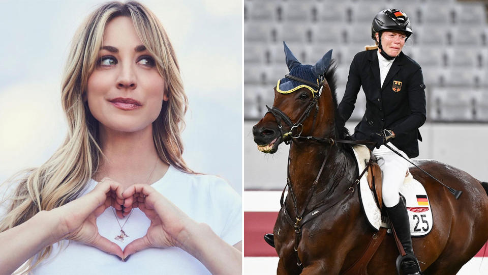 This image shows Haley Cuoco (left) and the horse at the centre of the modern pentathlon controversy.