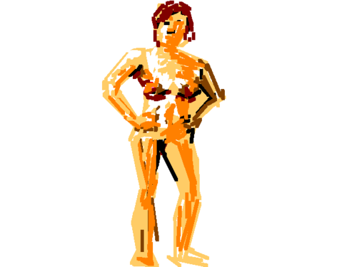 Nude figure drawn in Microsoft Paint