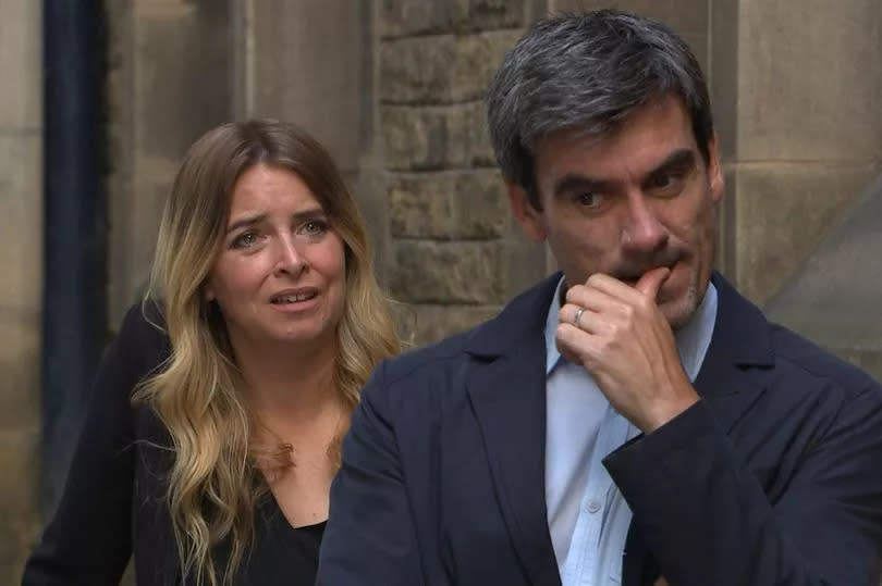 Emma Atkins as Charity and Jeff Hordley as Cain in Emmerdale