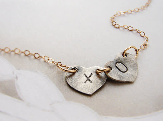 XO Kiss Hugs Initials Necklace