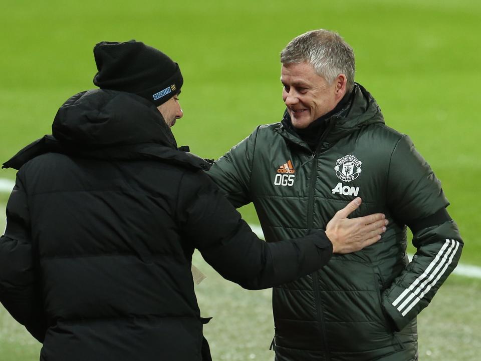 Pep Guardiola and Ole Gunnar Solskjaer (Manchester United via Getty Images)