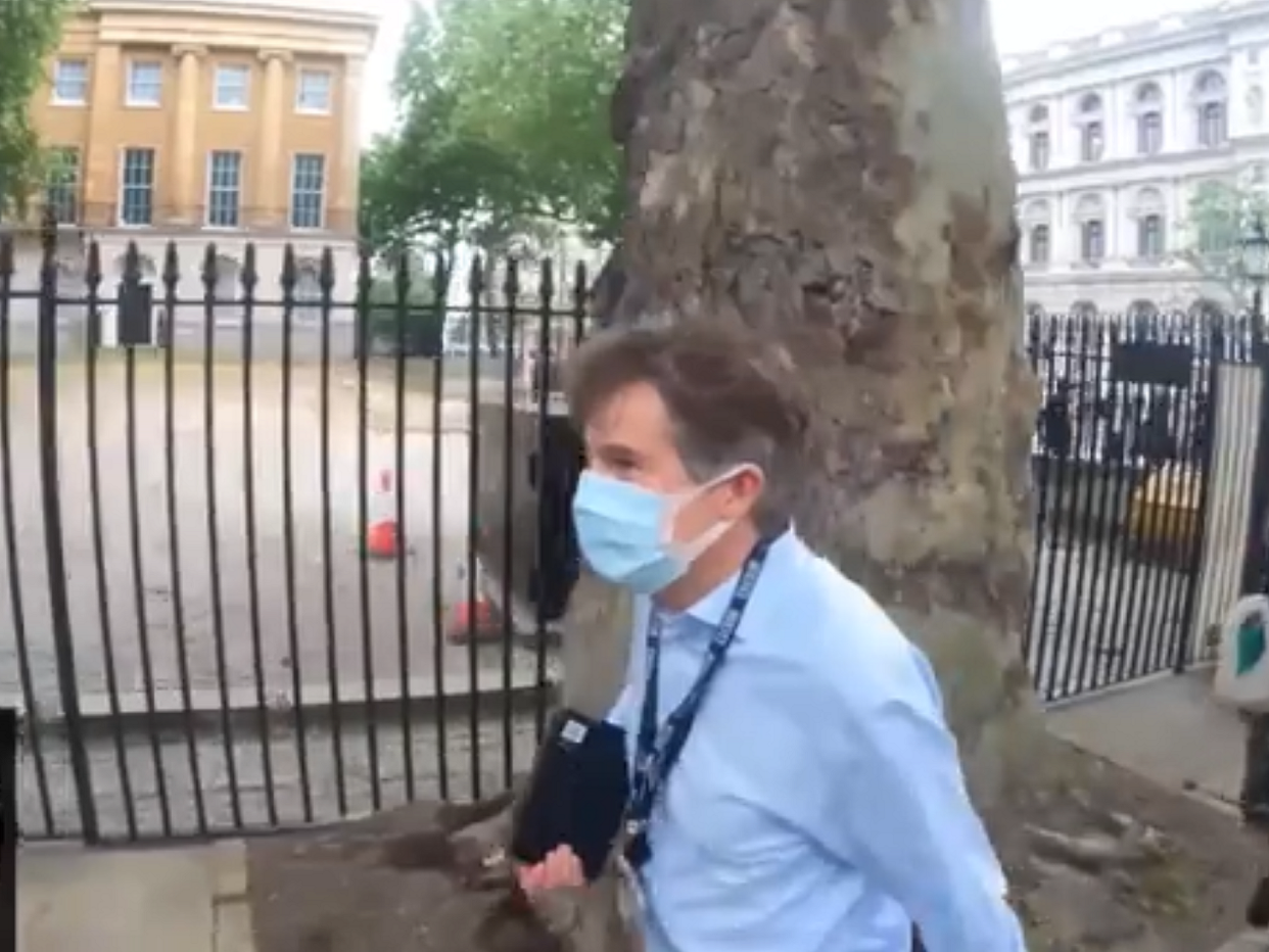 A man has been charged with a public order offence after BBC journalist Nick Watt was chased by lockdown protesters near Downing Street (Tonycarmelo15/Twitter)