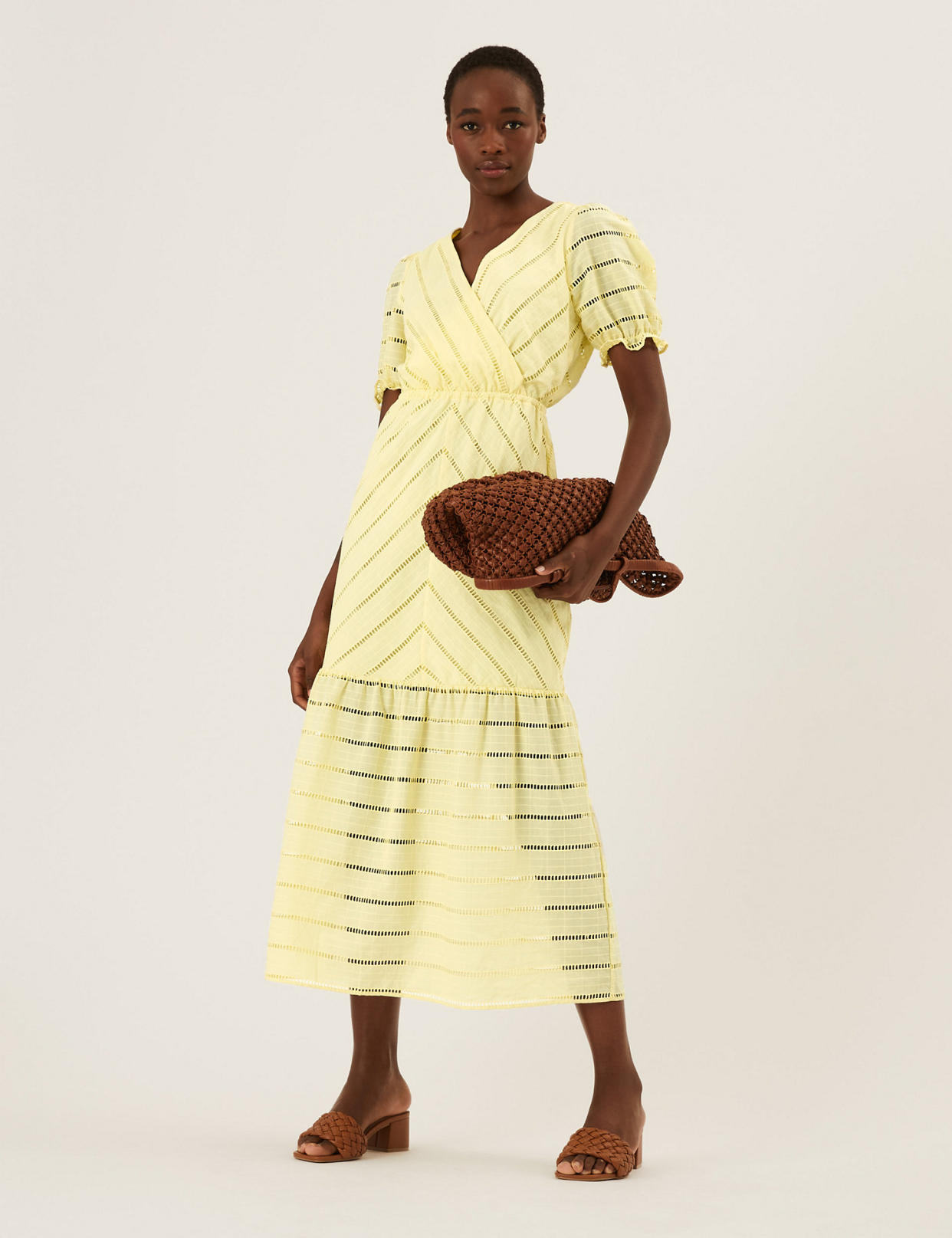 The Cotton Broderie Midaxi Wrap Dress is a bargain £45. (Marks & Spencer)