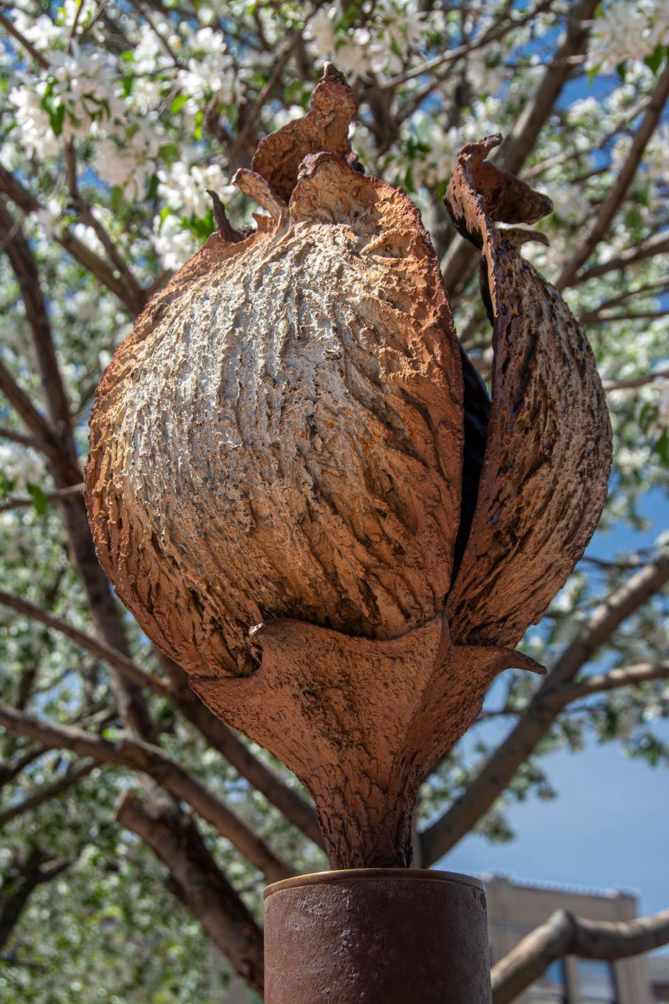 Emerging for next year by Nathan Johansen. Sioux Falls SculptureWalk 2022.