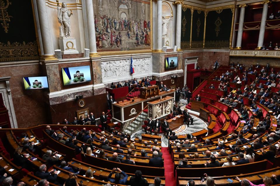 L'intervention de Volodymyr Zelenski en video devant les parlementaires français - AFP