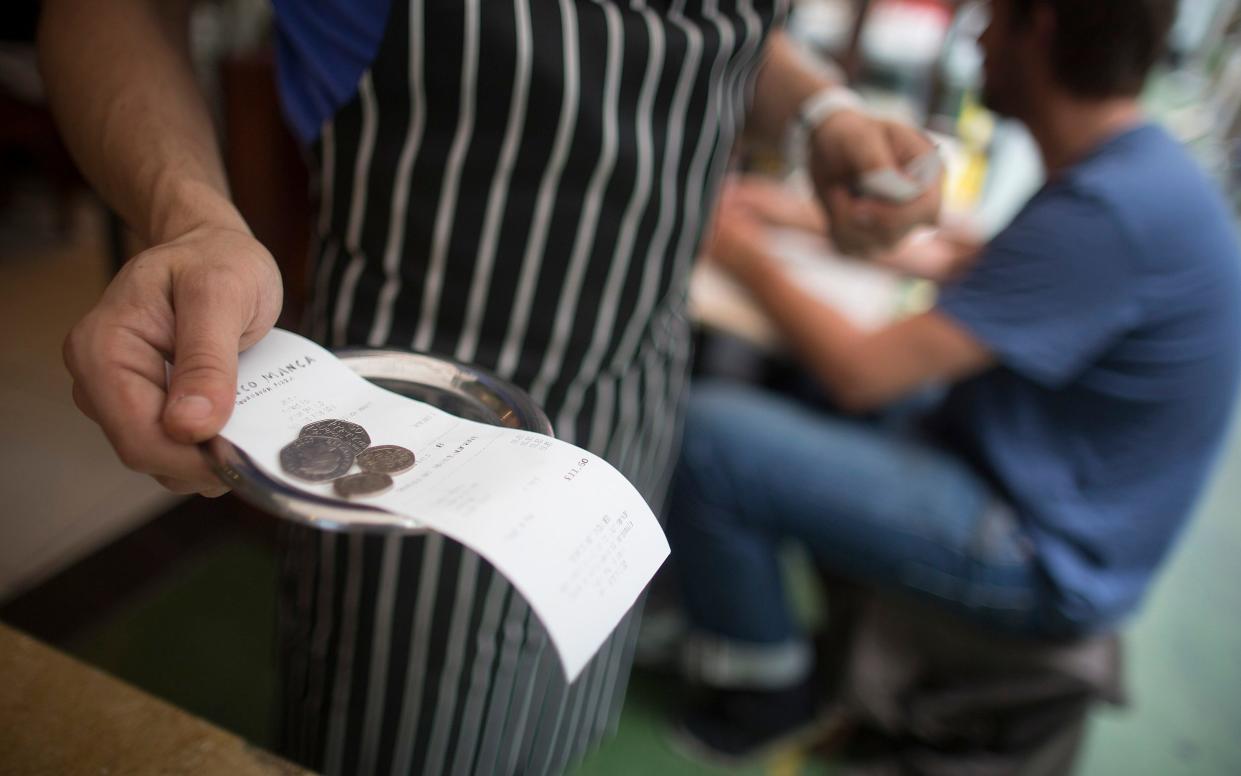 waiter with change