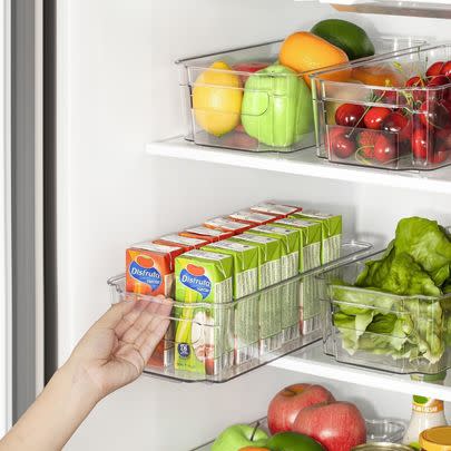 A set of eight fridge organizer bins for 28% off