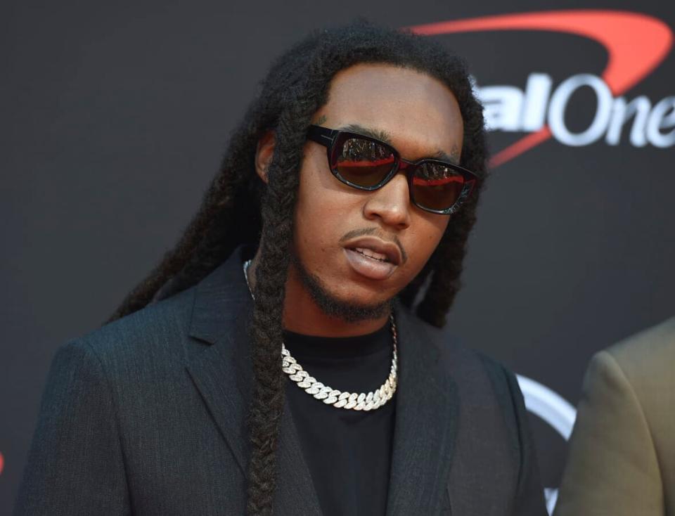 Takeoff, of Migos, arrives at the ESPY Awards in Los Angeles on July 10, 2019. (Photo by Jordan Strauss/Invision/AP, File)