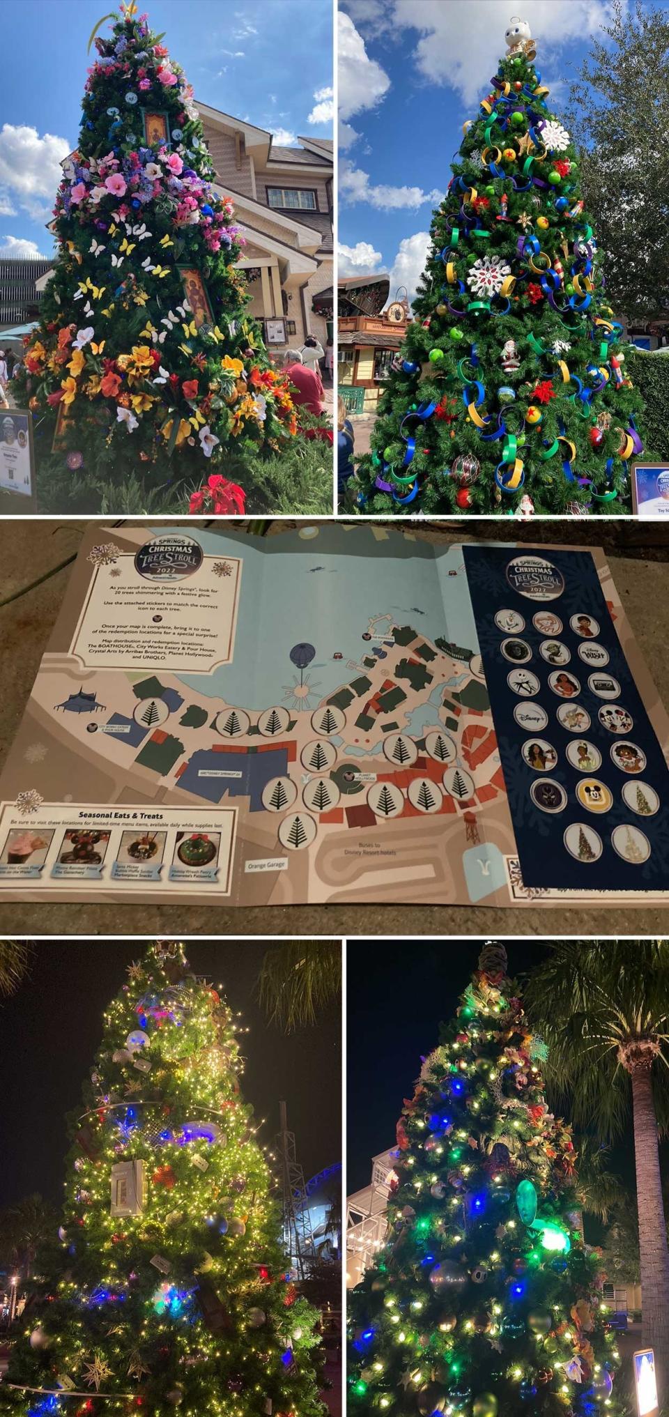 Disney Springs has 21 decorated trees around the promenade that are all themed to a show, movie, or one of Disney's products and services. They range from an Encanto tree to a Black Panther tree to a Disney Cruise Line tree. They even offer little maps for you to put a sticker next to the trees once you find them!