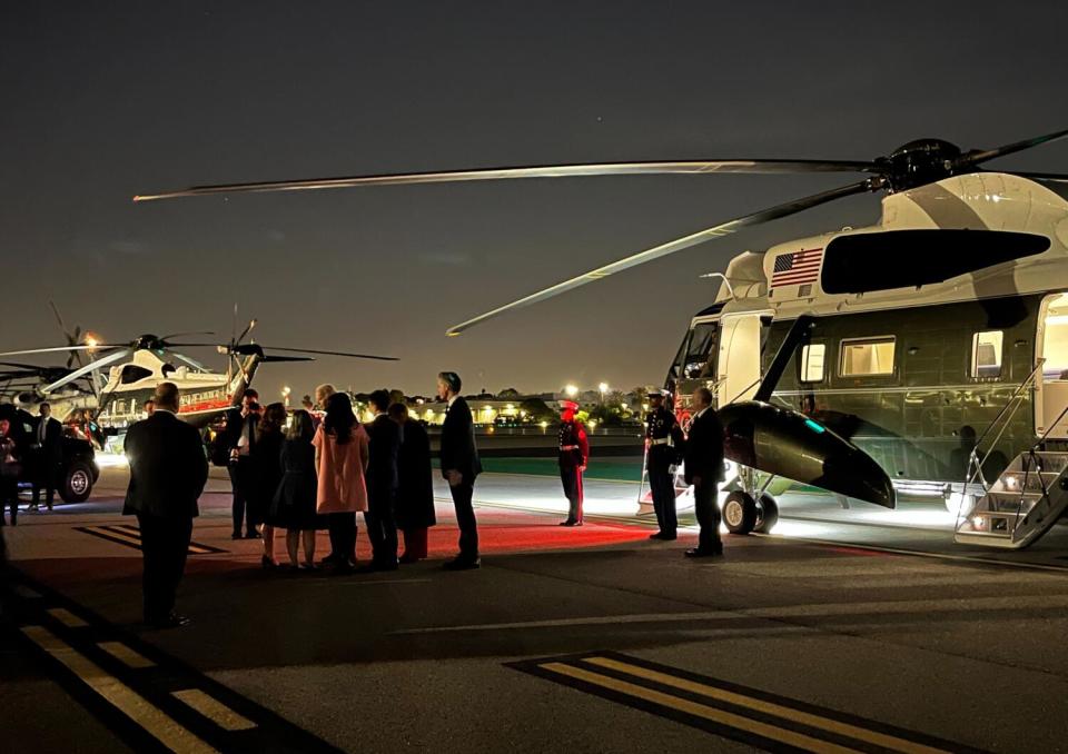 President Biden arrives at Santa Monica airport before attending a fundraising event in Los Angeles.