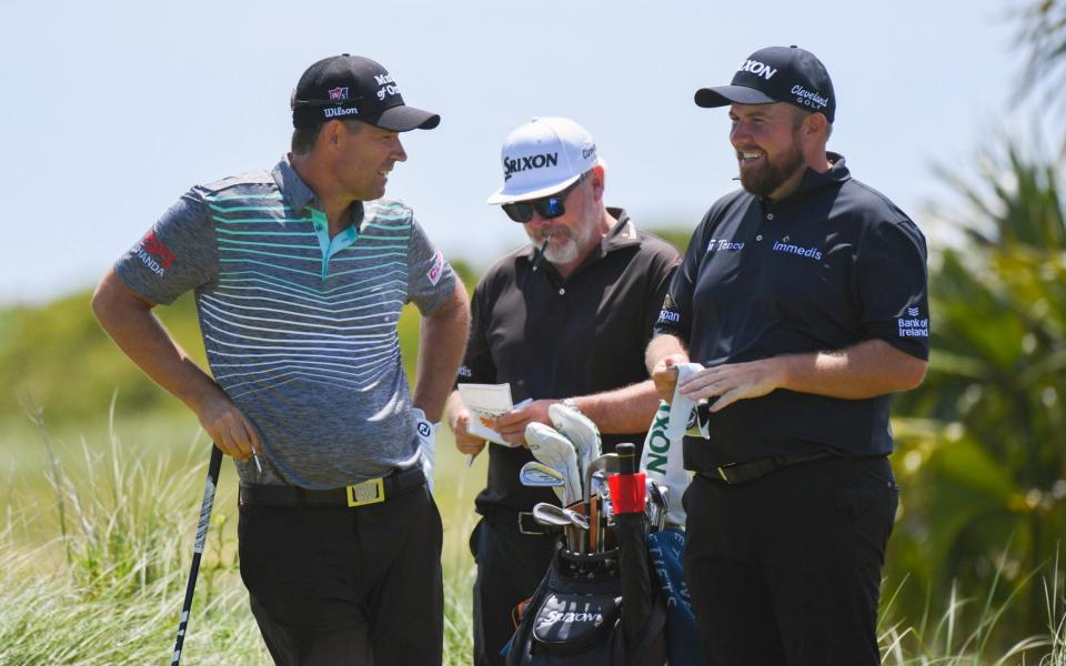 Europe's captain Padraig Harrington (L) won't be playing but he's spoken highly of Shane Lowry (R) who he played alongside in the final round of the USPGA Championship - GETTY IMAGES