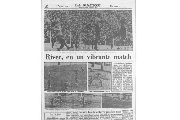 Portada de LA NACION, tras el inolvidable River 5 - Boca 4 de 1972