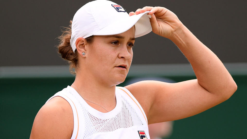 Ash Barty has been knocked out of Wimbledon by Alison Riske.