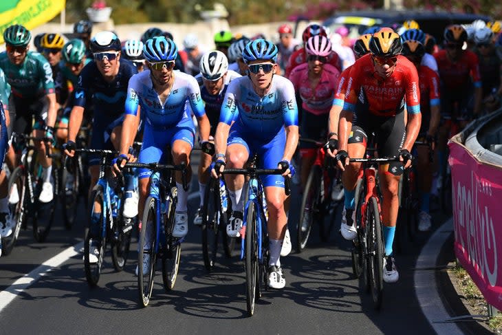 <span class="article__caption">Lawson Craddock doing some early in Saturday’s stage at the Giro.</span> (Photo: Tim de Waele/Getty Images)
