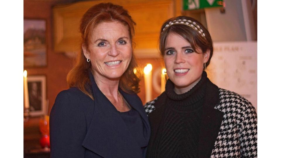 Sarah Ferguson, Duchess of York (L) and Princess Eugenie smiling