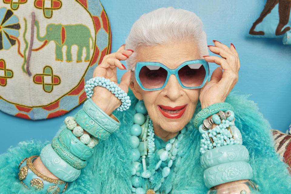 Iris Apfel models her Zenni eyewear collection. - Credit: Courtesy of Zenni/Ruven Afanador