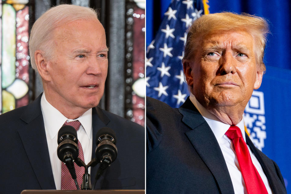 Side-by-side images of President Biden and former President Donald Trump.