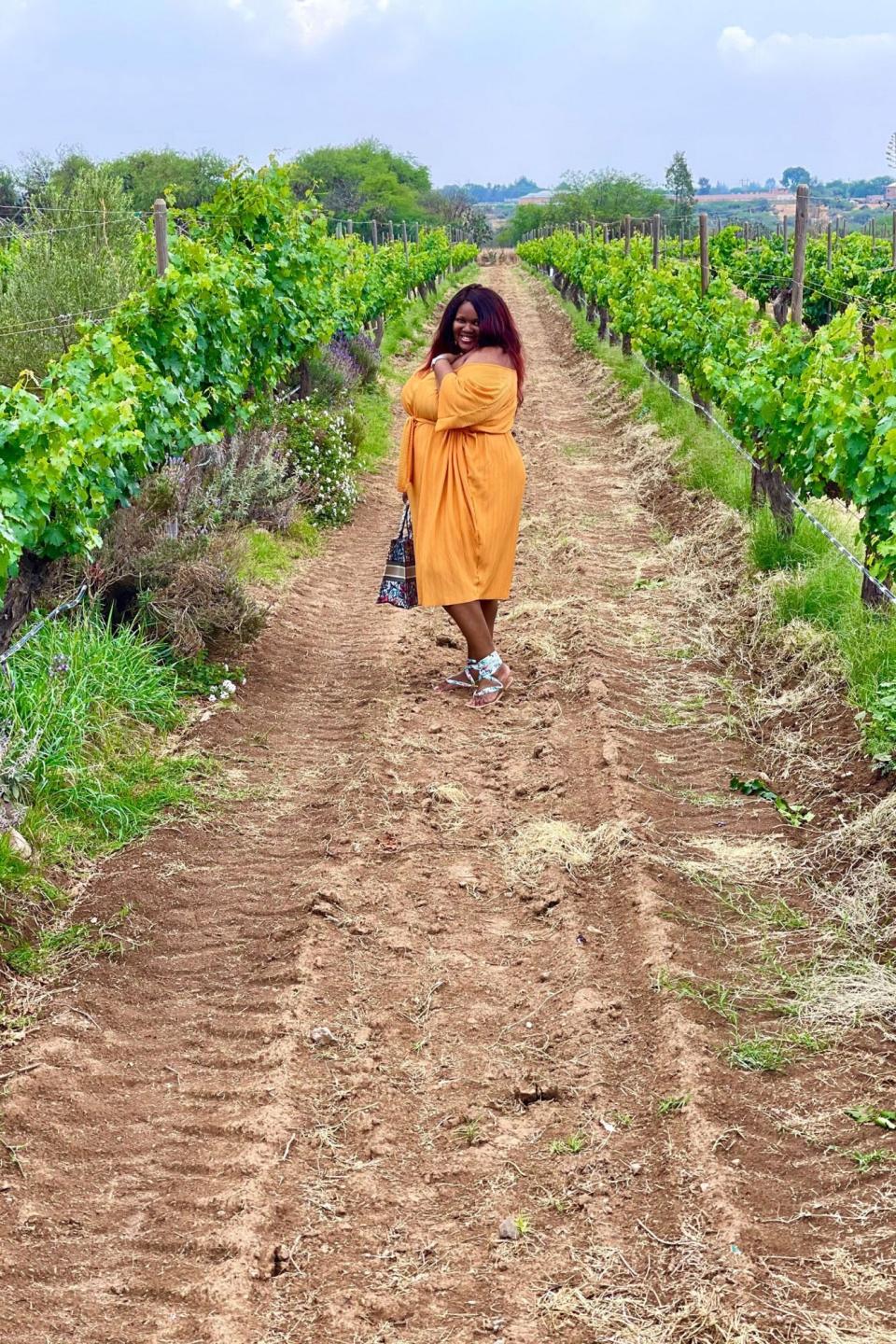 Danielle Pointdujour in Mexican vineyard