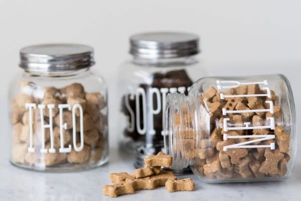 A personalized goody jar is just a few letter stickers away