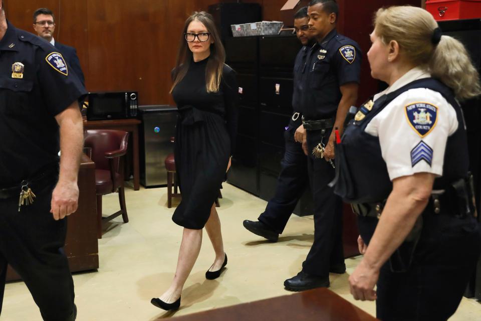 Anna Sorokin arrives for sentencing at New York State Supreme Court, in New York, Thursday, May 9, 2019. Sorokin was being sentenced following her conviction for theft of services and grand larceny.