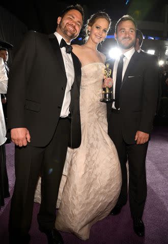 <p>Kevork Djansezian/Getty</p> Jennifer Lawrence, winner of Best Actress for her role in 'Silver Linings Playbook' and brothers Ben Lawrence and Blaine Lawrence attend the Oscars Governors Ball at Hollywood & Highland Center on February 24, 2013 in Hollywood, California.
