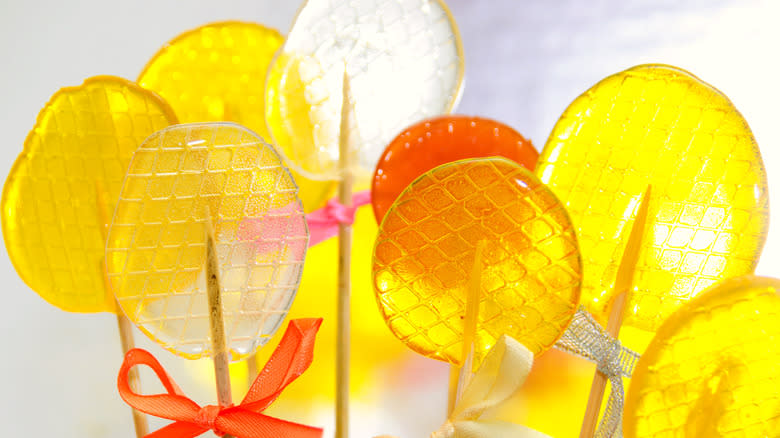 Isomalt lollipops on sticks