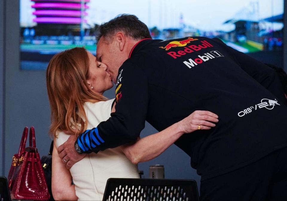 Christian Horner and wife Geri Halliwell with a show of solidarity in Bahrain (David Davies/PA Wire)