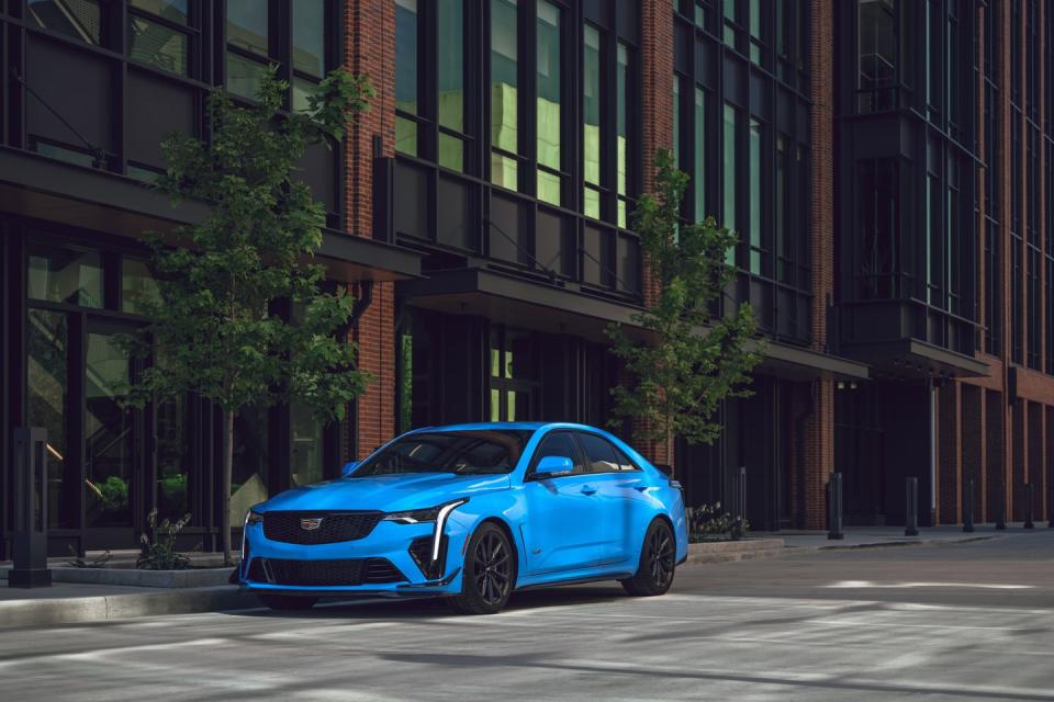 <p>With a souped-up engine and track-ready hardware, the 2022 Cadillac CT4-V Blackwing is the hottest version of the brand's smallest sedan. Based on the <a href="https://www.caranddriver.com/cadillac/ct4" rel="nofollow noopener" target="_blank" data-ylk="slk:regular Cadillac CT4;elm:context_link;itc:0;sec:content-canvas" class="link ">regular Cadillac CT4</a>, the Blackwing boasts both a standard manual transmission and rear-wheel drive, which serve as twin appetizers for driving enthusiasts. The main course is its spicy 472-hp twin-turbo V-6 and unique chassis tuning, which includes enhanced suspension components and specially developed tires. <a href="https://www.caranddriver.com/cadillac" rel="nofollow noopener" target="_blank" data-ylk="slk:Cadillac;elm:context_link;itc:0;sec:content-canvas" class="link ">Cadillac</a> also provides a sense of luxury with a roster of desirable features, but the interior isn't quite as nice as other cars in this segment. Still, the 2022 CT4-V Blackwing capitalizes on the company's penchant for producing great-driving cars, and this one is so good we named it to <a href="https://www.caranddriver.com/features/a38260546/10best-2022-cadillac-ct4-v-blackwing/" rel="nofollow noopener" target="_blank" data-ylk="slk:our 10Best;elm:context_link;itc:0;sec:content-canvas" class="link ">our 10Best</a> and<a href="https://www.caranddriver.com/features/a38873223/2022-editors-choice/" rel="nofollow noopener" target="_blank" data-ylk="slk:Editors' Choice;elm:context_link;itc:0;sec:content-canvas" class="link "> Editors' Choice</a> lists.</p><p><a class="link " href="https://www.caranddriver.com/cadillac/ct4-v-blackwing" rel="nofollow noopener" target="_blank" data-ylk="slk:Review, Pricing, and Specs;elm:context_link;itc:0;sec:content-canvas">Review, Pricing, and Specs</a></p>