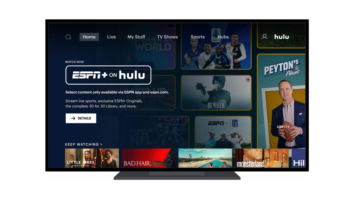 ESPN+ live sports and originals are now available on Hulu