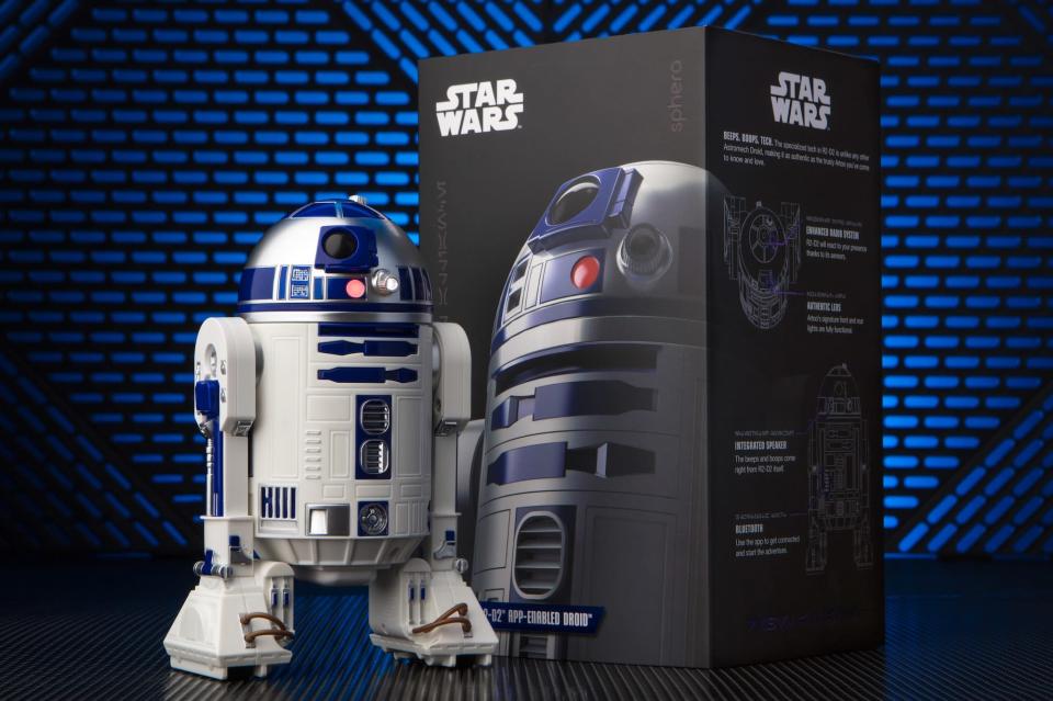 <p>The robot-making whizzes at Sphero one-up <a rel="nofollow" href="https://www.yahoo.com/entertainment/bb-8-remote-controlled-toy-star-wars-the-force-128264274727.html" data-ylk="slk:last year’s phenomenal BB-8;outcm:mb_qualified_link;_E:mb_qualified_link;ct:story;" class="link  yahoo-link">last year’s phenomenal BB-8</a> with this interactive version of the OG astromech, R2-D2. Remote-controlled via smartphone and featuring Lucasfilm-sanctioned light and sound effects, Artoo is equipped to roam around your home, reveal holographic messages, react to <em>Star Wars</em> movies, and even communicate with fellow app-enabled droids BB-8 and the evil BB-9E. Like the box says, this is the droid you’re looking for.<br><strong>Buy: <a rel="nofollow noopener" href="https://www.walmart.com/ip/Sphero-R2-D2-App-Enabled-Droid/56081736" target="_blank" data-ylk="slk:Walmart" class="link ">Walmart</a></strong> </p>