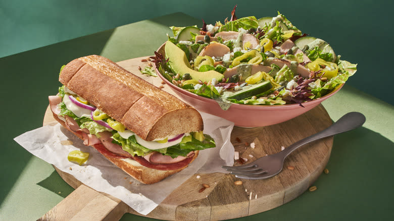 Panera salad and sandwich