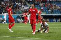 Soccer Football - World Cup - Group G - Tunisia vs England - Volgograd Arena, Volgograd, Russia - June 18, 2018 England's Kyle Walker reacts after fouling Tunisia's Fakhreddine Ben Youssef REUTERS/Sergio Perez