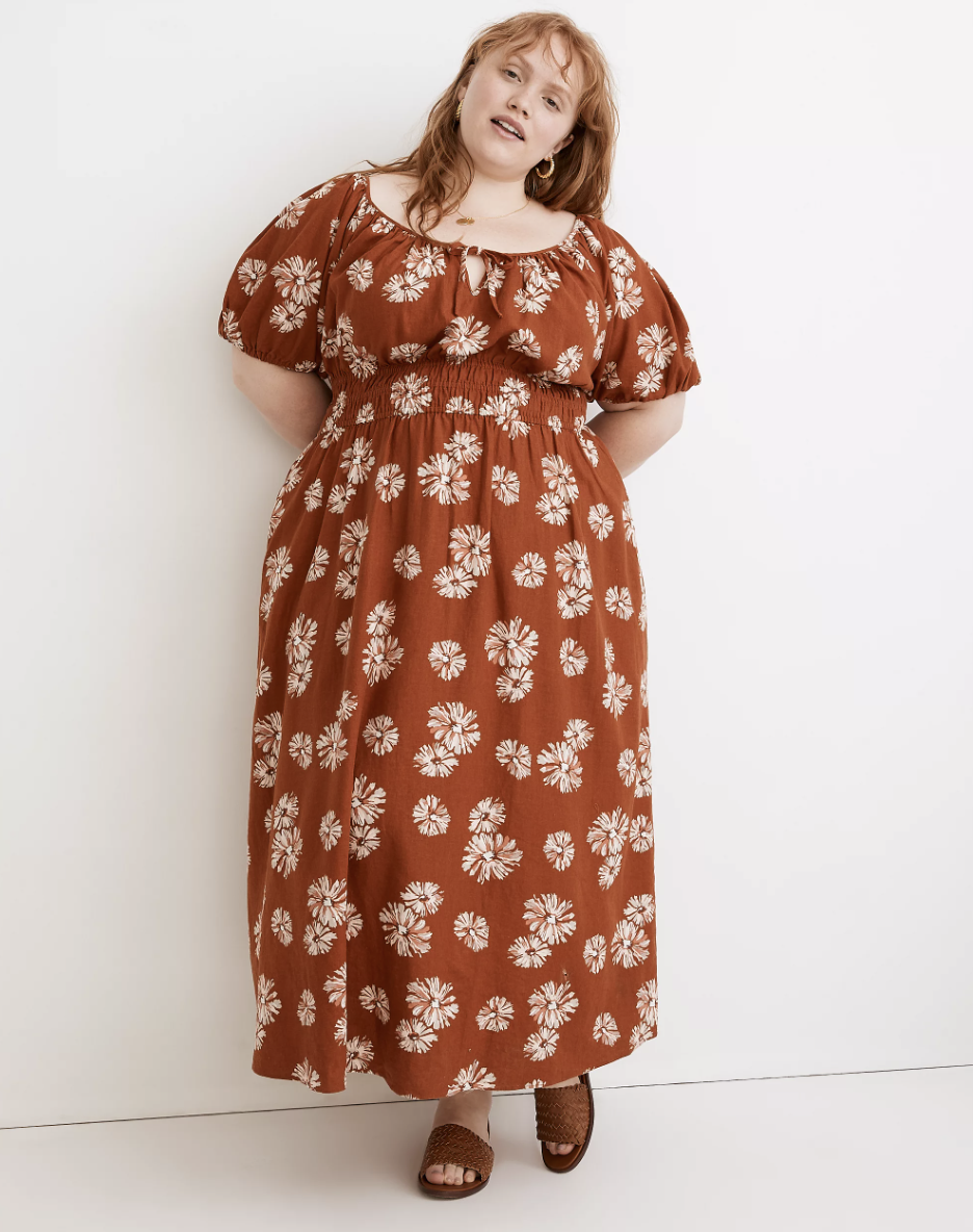Madewell Linen-Blend Sophia Midi Dress