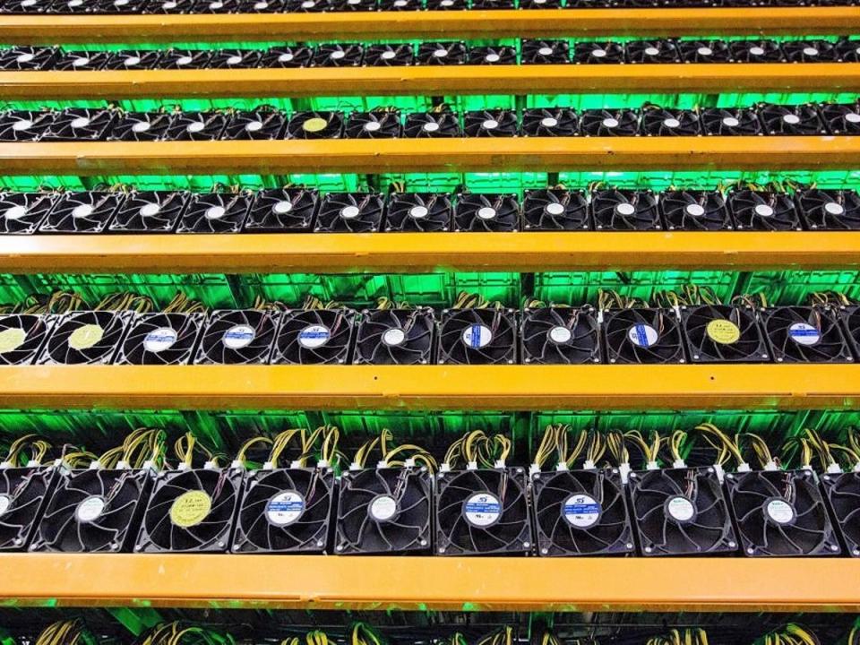 A cryptocurrency mining operation at BitFarms in Saint Hyacinthe, Quebec  (Getty Images)