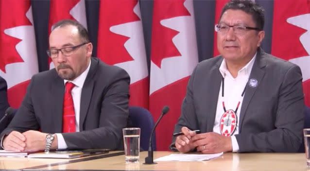 National Chief Perry Bellegarde was part of a press conference held this week declaring a state of emergency. Source: The Canadian Press