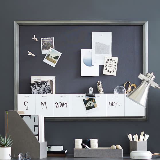 4) Pinboard with Dry-Erase Calendar Cubby