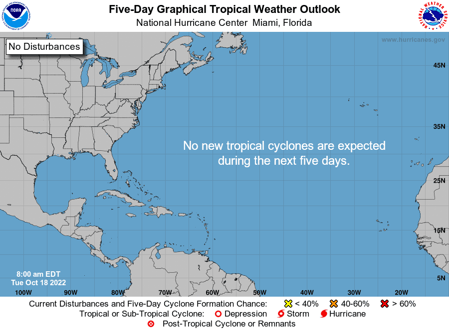 Tropical conditions 8 a.m. Oct. 18, 2022.