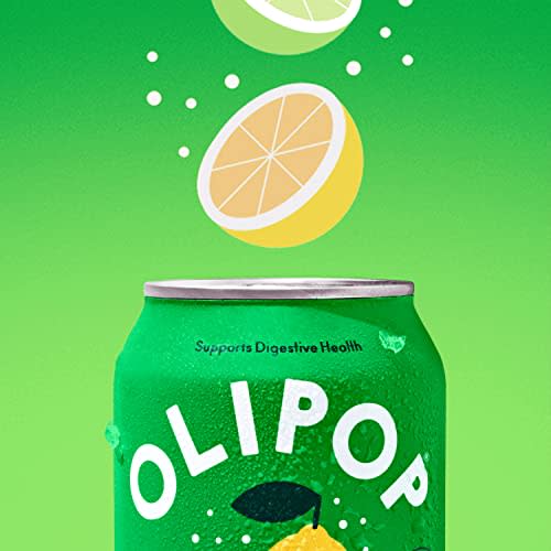 OLIPOP - Lemon Lime Sparkling Tonic, Healthy Soda, Prebiotic Soft Drink, Aids Digestive Health, Contains Prebiotics & 9g of Plant Fiber, Caffeine Free, Low Calorie, Low Sugar (12 oz, 6-Pack)