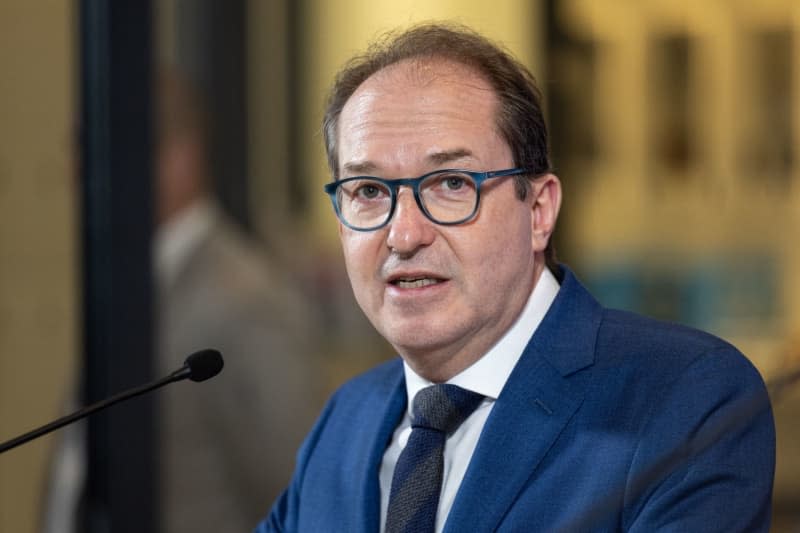 Alexander Dobrindt, head of the Christian Social Union (CSU) parliamentary group, speaks during a press statement after the parliamentary group meeting. Hannes P. Albert/dpa