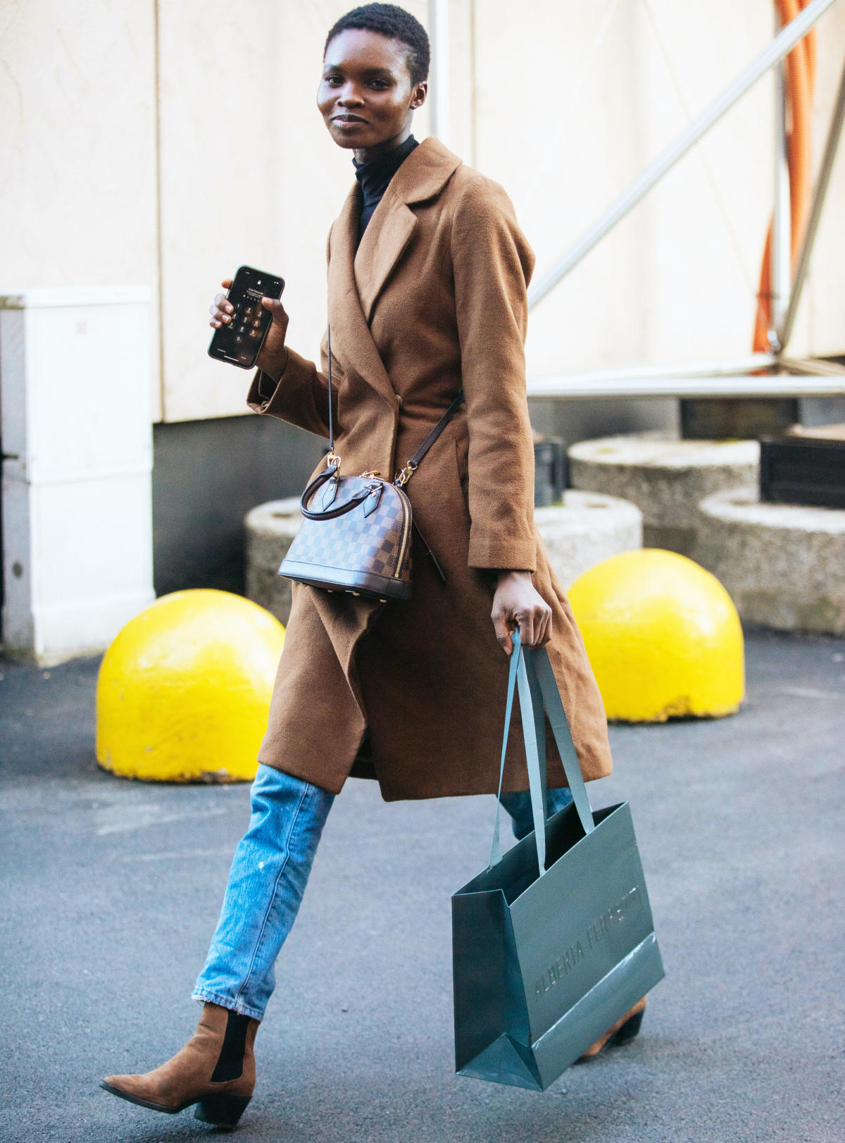 Club Monaco shirt and Louis Vuitton bag