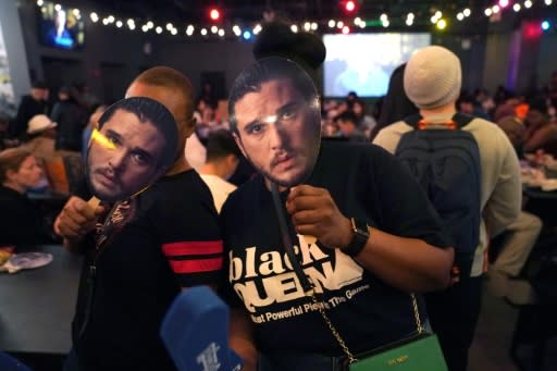 Jon Snow masks were a feature of the Game of Thrones showing in a New York bar Sunday