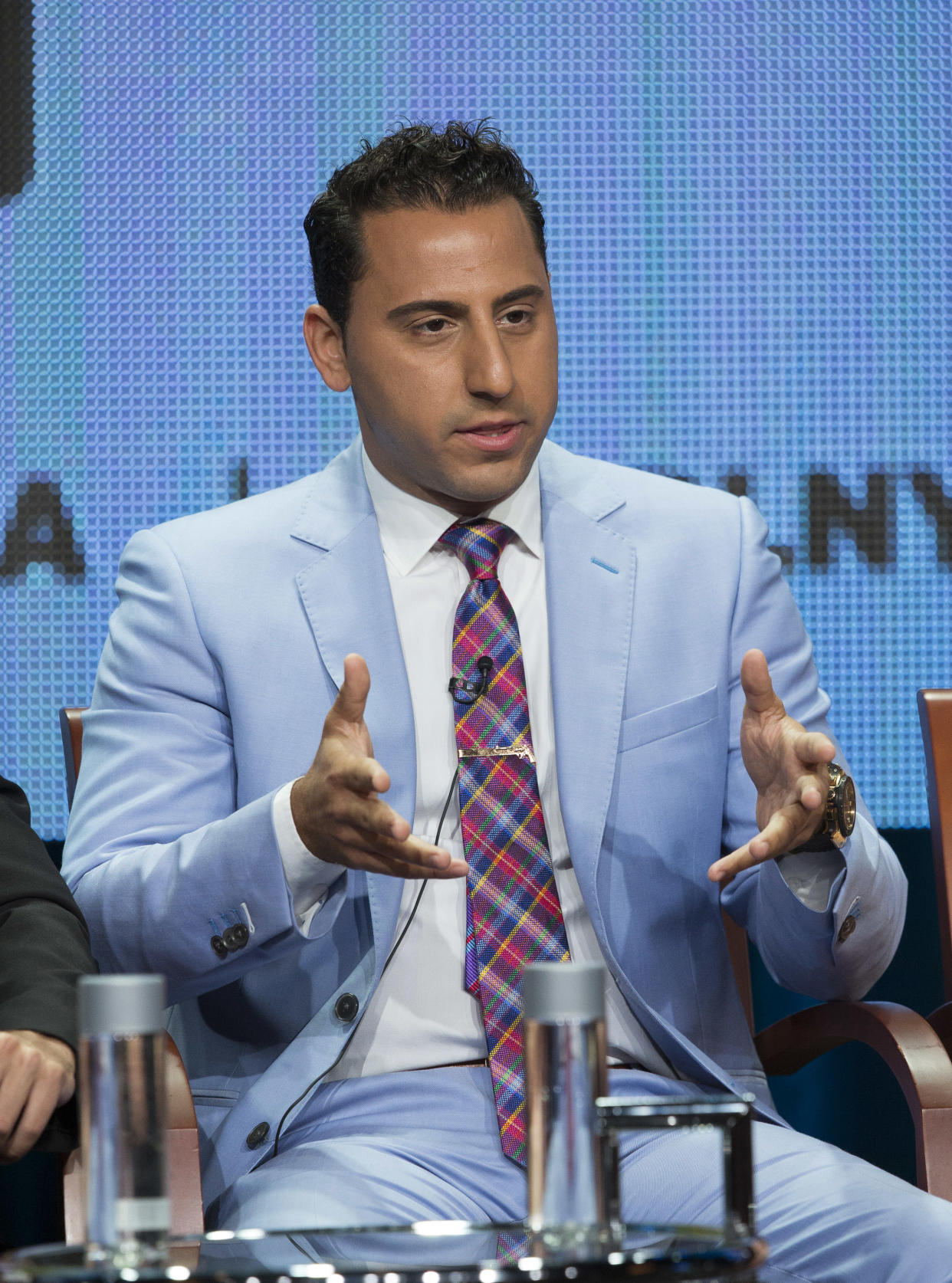 Real estate agent Josh Altman speaks at a panel for the Bravo television series 