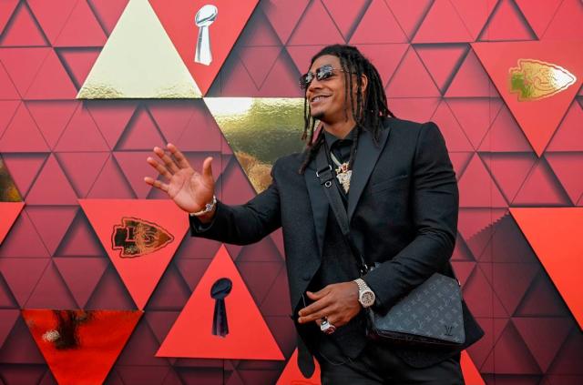 See the fashions worn by Kansas City Chiefs on red carpet for