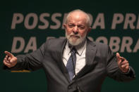 Brazil's President Luiz Inacio Lula da Silva speaks during the inauguration ceremony for the new president of the state-run oil company Petrobras, in Rio de Janeiro, Brazil, Wednesday, June 19, 2024. (AP Photo/Bruna Prado)