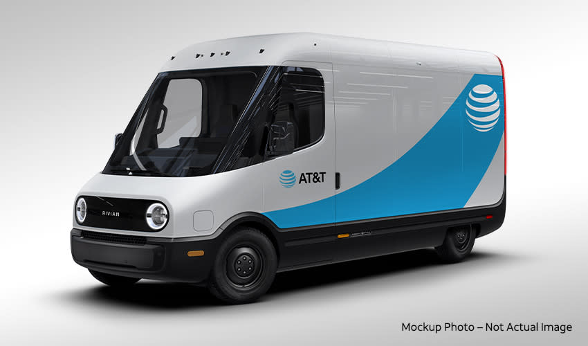 A mockup of the AT&T electric delivery truck made by Rivian (Credit: AT&T)