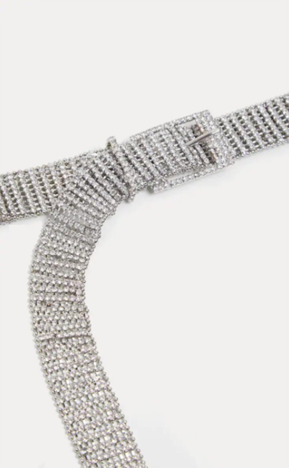 Pretty Little Thing Silver Diamante Chain Link Belt, $37 (on sale)